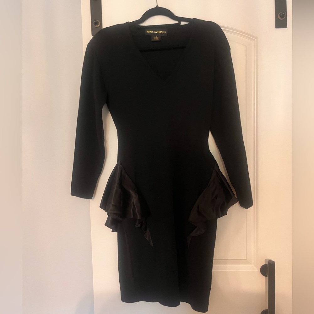 Rebecca Moses Black Peplum Sheath Dress